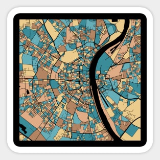 Cologne Map Pattern in Mid Century Pastel Sticker